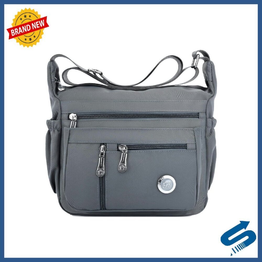 Lightweight Nylon Crossbody Bag with Multiple Zipper Pockets for Travel